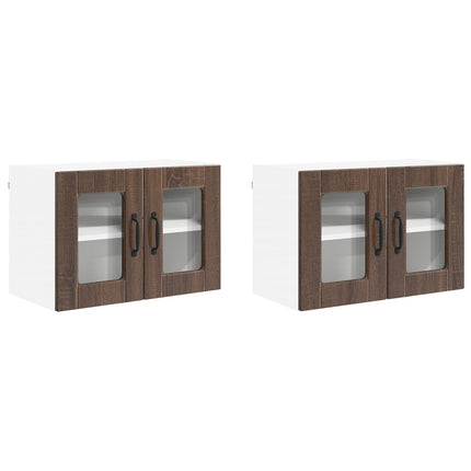 Väggglasförråd PORTO 2 pcs Brun Ek 60 x 31 x 40 cm