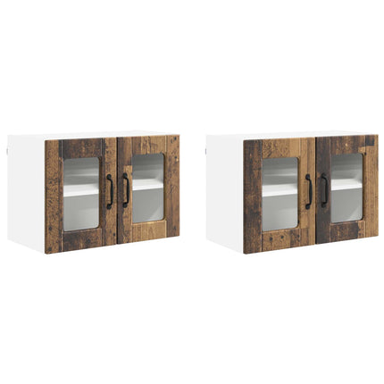Väggglasförråd PORTO 2 pcs Gammalt trä 60 x 31 x 40 cm