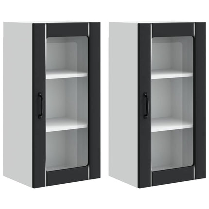 Väggglasbänk PORTO 2 pcs Svart 40 x 31 x 80 cm Konstruerat trä