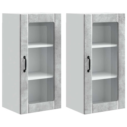 Väggglasförråd PORTO 2 pcs Betonggrå 40 x 31 x 80 cm