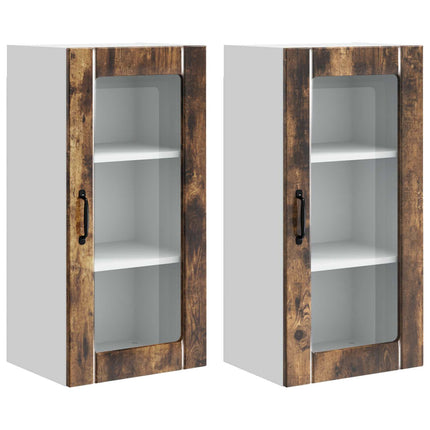 Väggglasförråd PORTO 2 pcs Rökt ek 40 x 31 x 80 cm