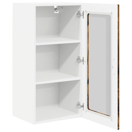 Väggglasförråd PORTO 2 pcs Rökt ek 40 x 31 x 80 cm