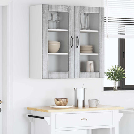 Väggglasförråd PORTO 2 pcs Grå Sonoma 40 x 31 x 80 cm