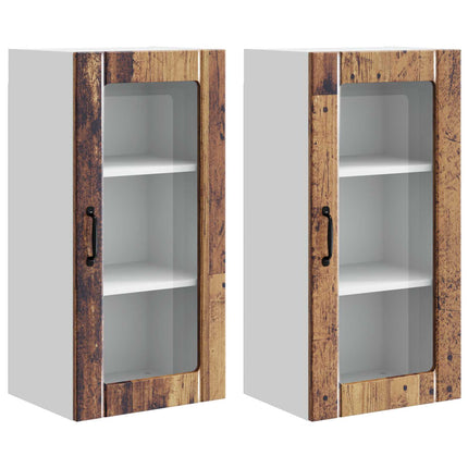 Väggglasförråd PORTO 2 pcs Gammalt trä 40 x 31 x 80 cm