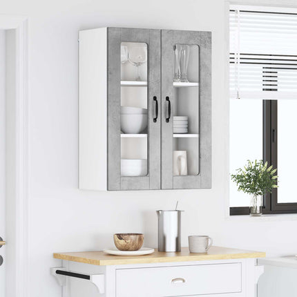 Väggglasförråd PORTO Betonggrå 60 x 31 x 80 cm Konstruerat trä