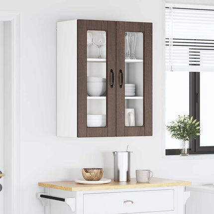 Väggsglas skåp PORTO Brun Ek 60 x 31 x 80 cm Konstruerat trä