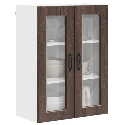 Väggsglas skåp PORTO Brun Ek 60 x 31 x 80 cm Konstruerat trä