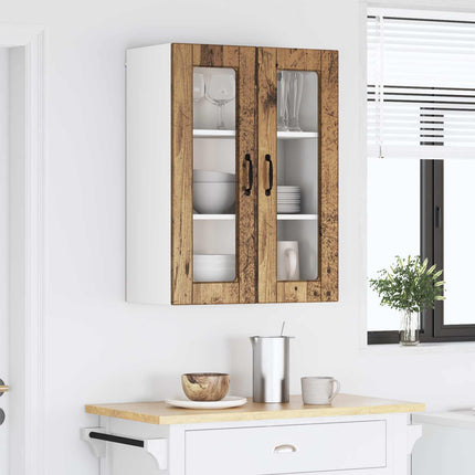 Väggglasförråd PORTO Gammalt trä 60 x 31 x 80 cm