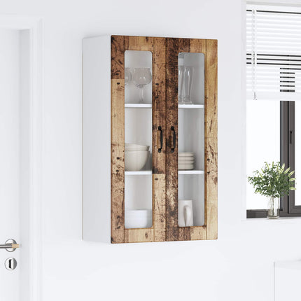 Väggglasförråd PORTO Gammalt trä 60 x 31 x 100 cm