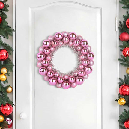 Julkulor kransar 2 st Rosa 33 x 33 x 7 cm Polystyren LED-lampor