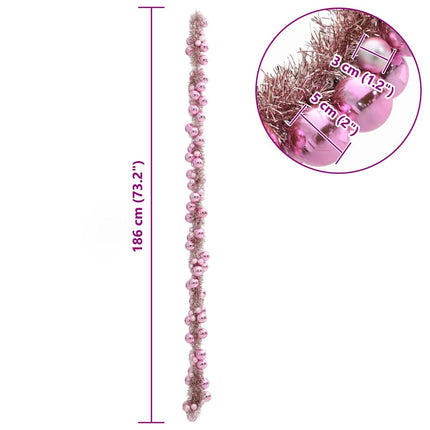 Julkulagirland Rosa 186 cm Polystyren