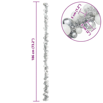 Julkulagirland Vit och Silver 186 cm Polystyren