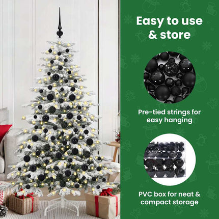 Julprydnad Set 120 st Svart Ø 6 cm Plast 300 LED-lampor