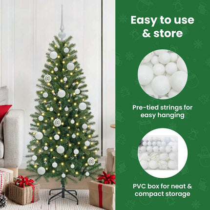 Julprydnad Set 61 st Vit Ø 6 cm Plast 150 LED-lampor