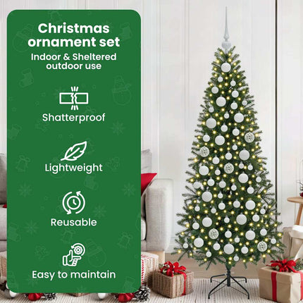 Julprydnad Set 120 st Vit Ø 6 cm Plast 300 LED-lampor
