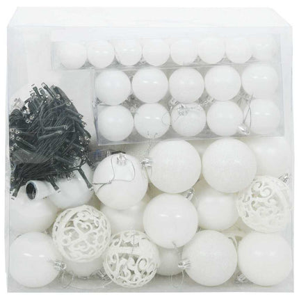 Julprydnad Set 120 st Vit Ø 6 cm Plast 300 LED-lampor