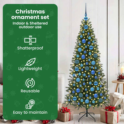 Julprydnad Set 120 st Blå Ø 6 cm Plast 300 LED-lampor