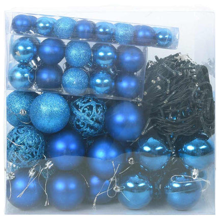 Julprydnad Set 120 st Blå Ø 6 cm Plast 300 LED-lampor