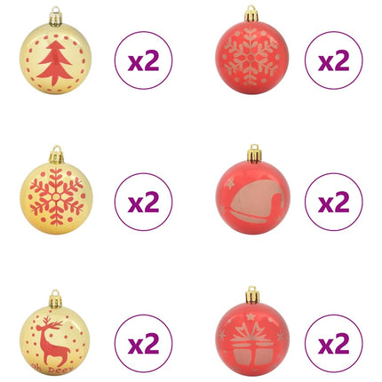 Julprydnad Set 40 pcs Guld och röd Plast