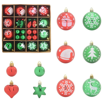 Julprydnad Set 40 st Röd och grön Ø 6 cm Plast LED-lampor