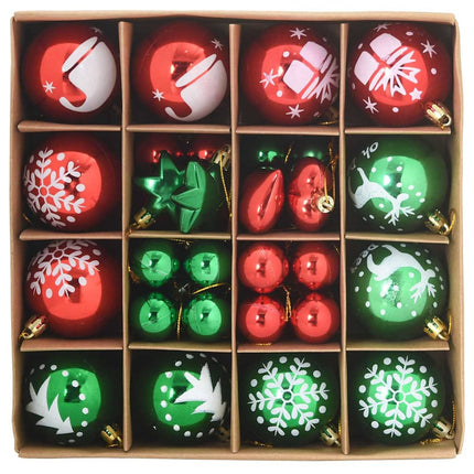 Julprydnad Set 40 st Röd och grön Ø 6 cm Plast LED-lampor