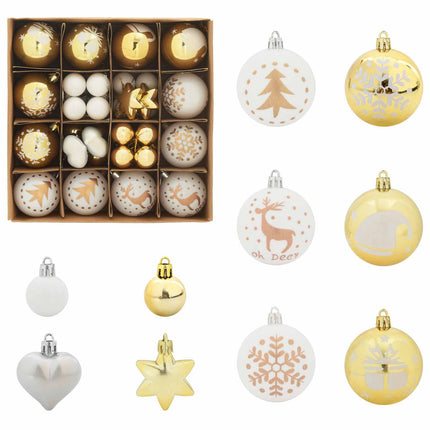 Julprydnad Set 40 pcs Vit och guld Plast