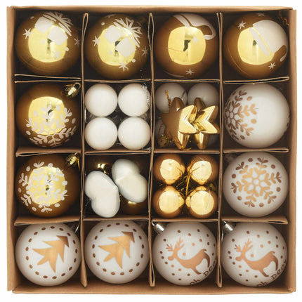 Julprydnad Set 40 pcs Vit och guld Plast