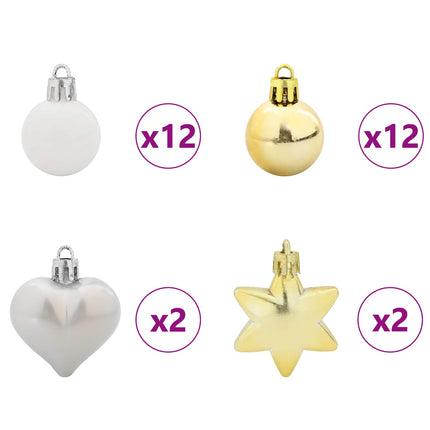 Julprydnad Set 40 pcs Vit och guld Plast