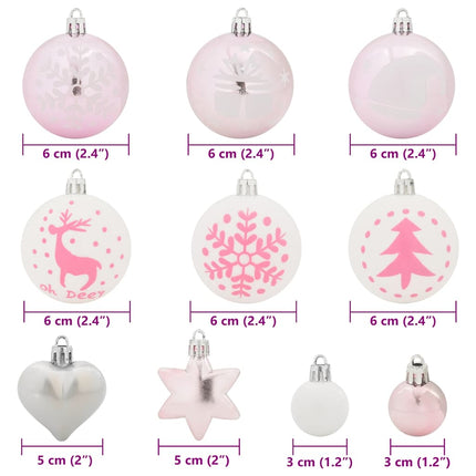 Julprydnad Set 40 pcs Vit och Rosa Plast