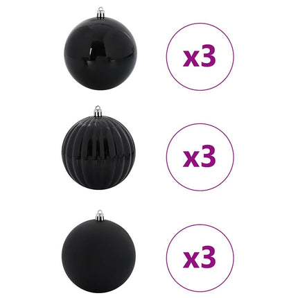 Stor Julkulor Set 9 pcs Svart Plast