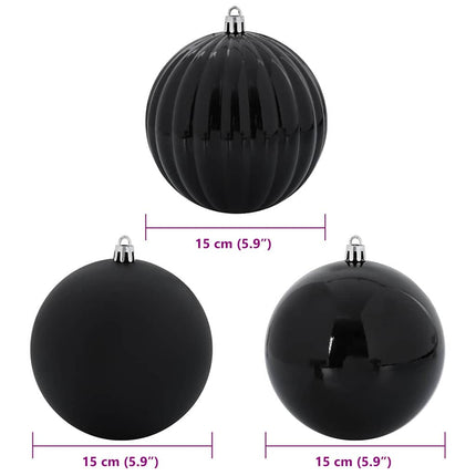 Stor Julkulor Set 9 st Svart Ø 15 cm Plast LED-lampor