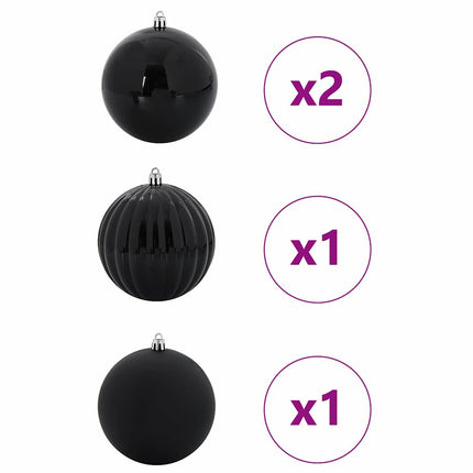 Julkulor Set XXL 4 st Svart Ø 20 cm Plast LED-lampor