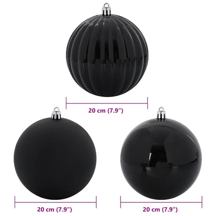 Julkulor Set XXL 4 st Svart Ø 20 cm Plast LED-lampor