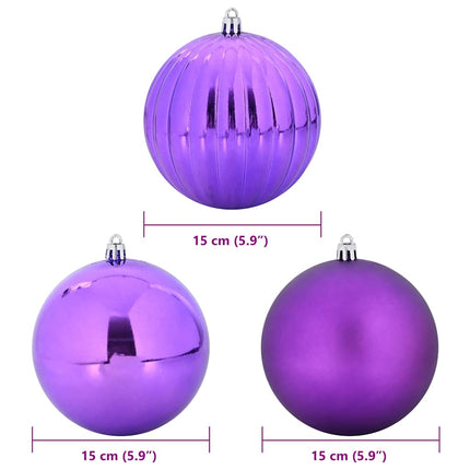 Julkulor Set XL 9 st Lila Ø 15 cm Plast LED-lampor