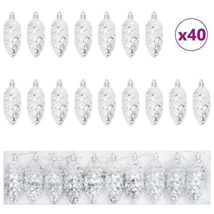 Julgran Kottboll 40 st Silver 4 x 9 cm Plast LED-lampor