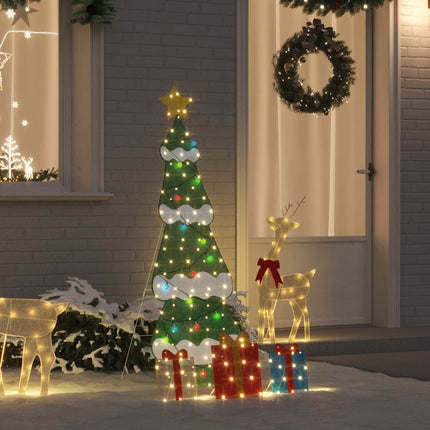 Belyst julgran med 3 presentlådor 2D varm vit 150 cm