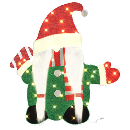 Belyst Tomte med 60 LED-lampor Varmvit 71 x 64 cm Glittertyg