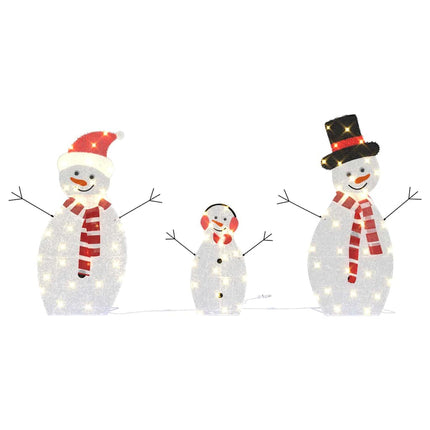Belyst Snögubbe Familj 3 pcs Varmvit Polyester