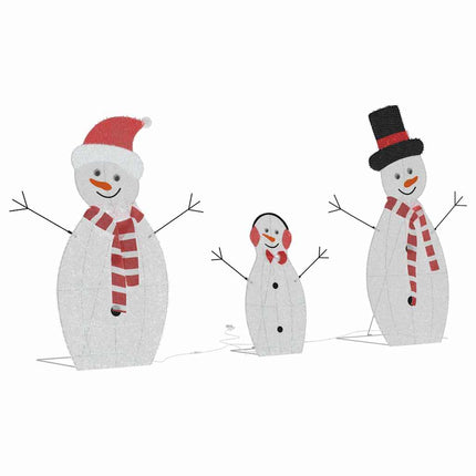 Belyst Snögubbe Familj 3 pcs Varmvit Polyester