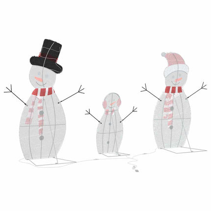 Belyst Snögubbe Familj 3 pcs Varmvit Polyester