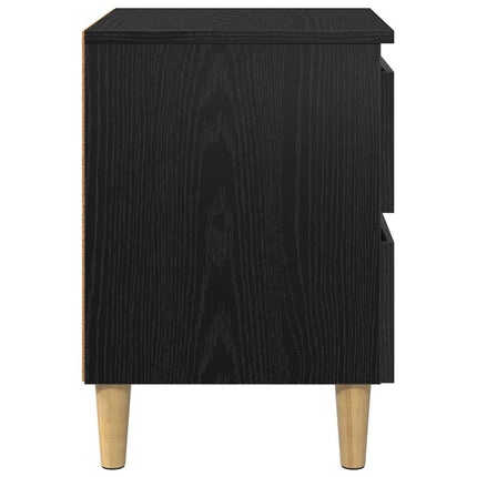 Sängskåp med låda Svart Ek 40 x 35 x 50 cm Konstruerat trä