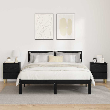 Sängskåp 2 pcs Svart Ek 40 x 35 x 50 cm Konstruerat trä