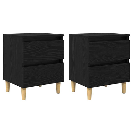 Sängskåp 2 pcs Svart Ek 40 x 35 x 50 cm Konstruerat trä