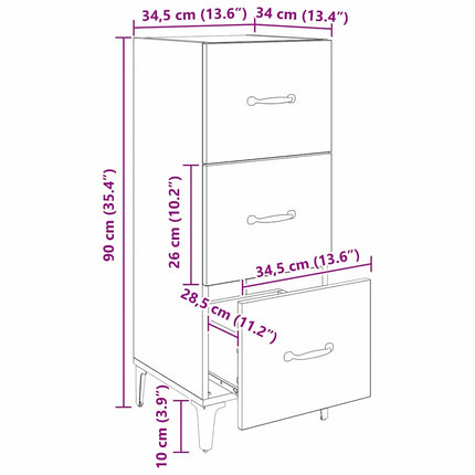 Sideboard Gammalt trä 34,5 x 34 x 90 cm Konstruerat trä