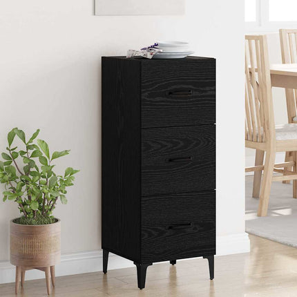 Sideboard med låda Svart Ek 34,5 x 34 x 90 cm Konstruerat trä