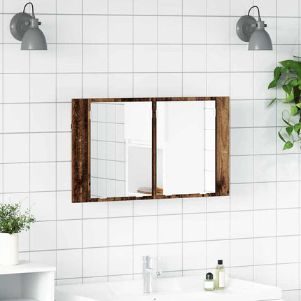 Badrumsspegelskåp Gammalt trä 80 x 12 x 45 cm Konstruerat trä