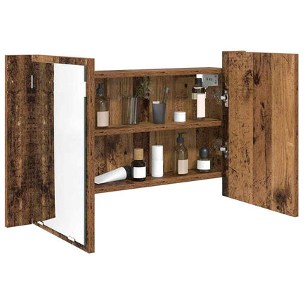 Badrumsspegelskåp Gammalt trä 80 x 12 x 45 cm Konstruerat trä