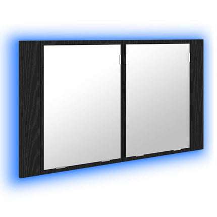 Badrumsspegelskåp Svart Ek 80 x 12 x 45 cm Konstruerat trä