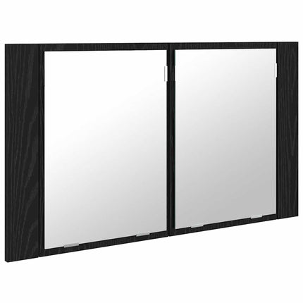 Badrumsspegelskåp Svart Ek 80 x 12 x 45 cm Konstruerat trä