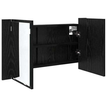 Badrumsspegelskåp Svart Ek 80 x 12 x 45 cm Konstruerat trä